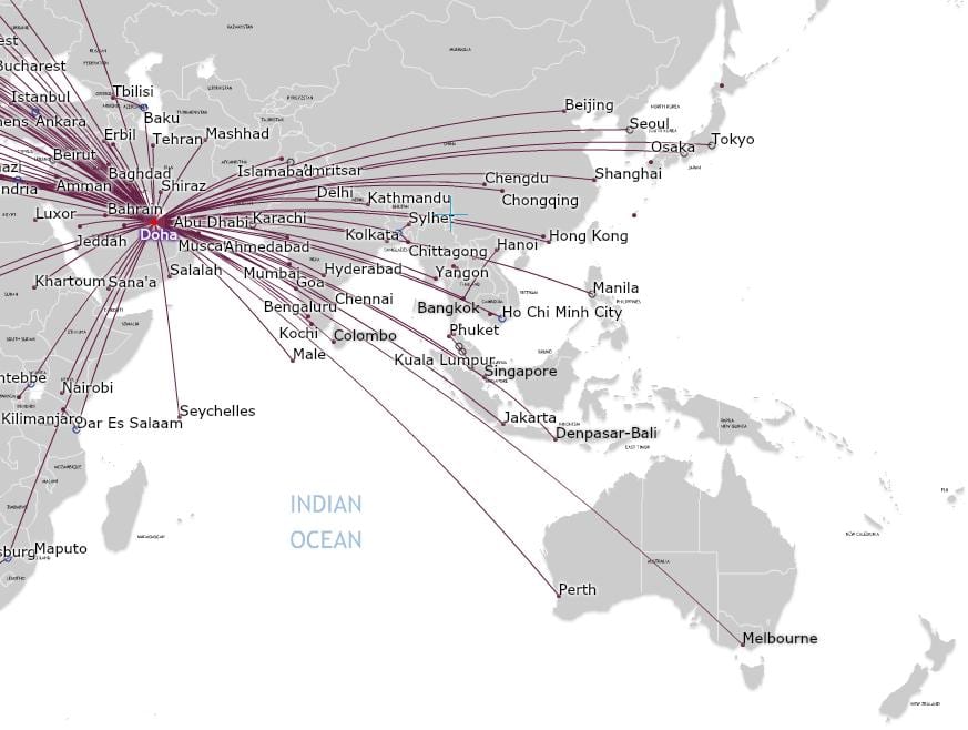 qatar airlines térkép