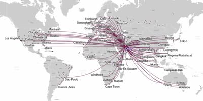 Útvonal térkép qatar airways